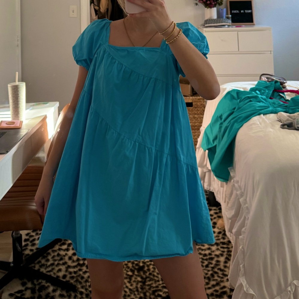 zara blue asymetric mini dress